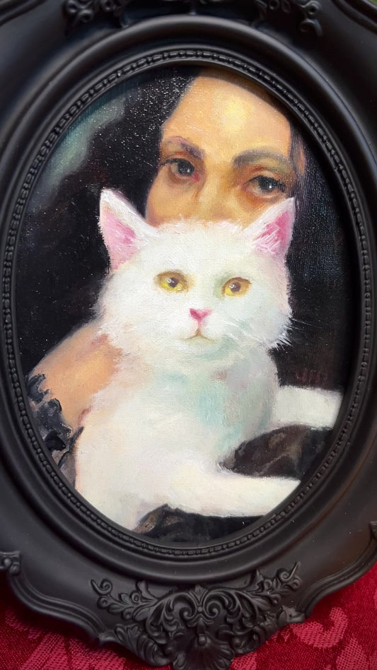 Yin & Yang - Witch and Her Cat - Original Painting